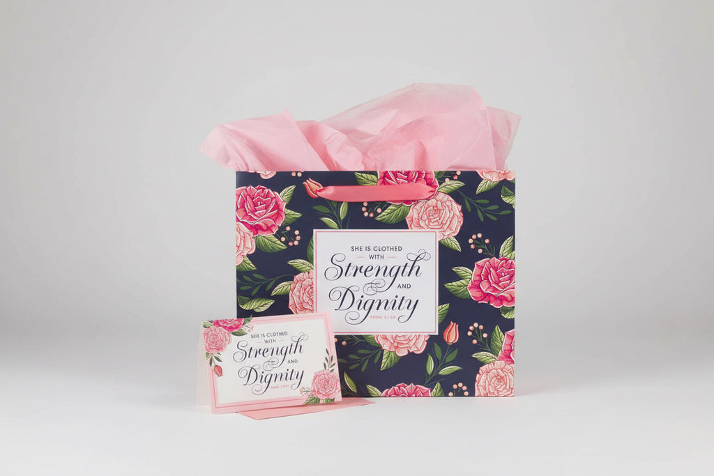 Large Gift Bag with Card || Strength & Dignity || Prov. 31:25