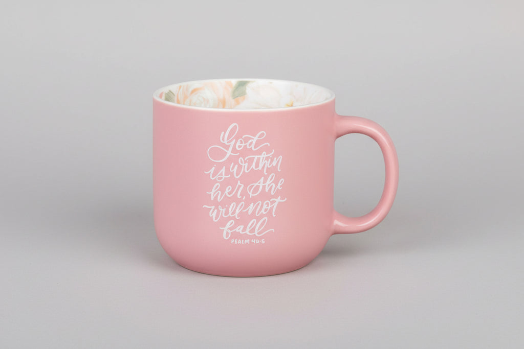 Pink Mug || God is Within Her || Ps. 46:5
