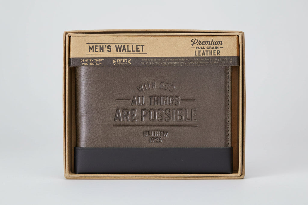 Leather Wallet || With God All Things are Possible || Matt. 19:26