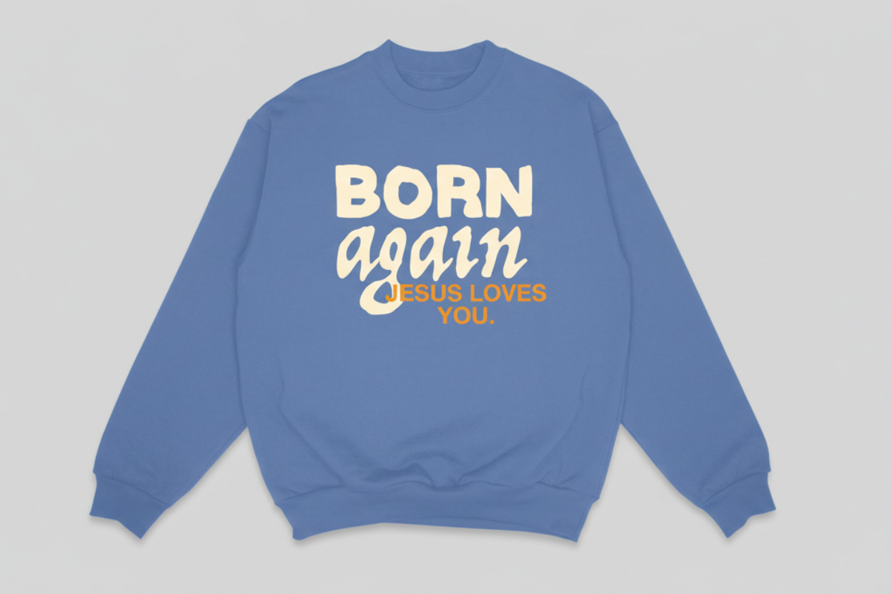 "Born Again" Dove Crewneck || University Blue