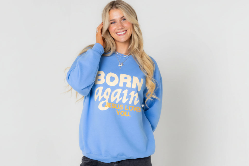 "Born Again" Dove Crewneck || University Blue