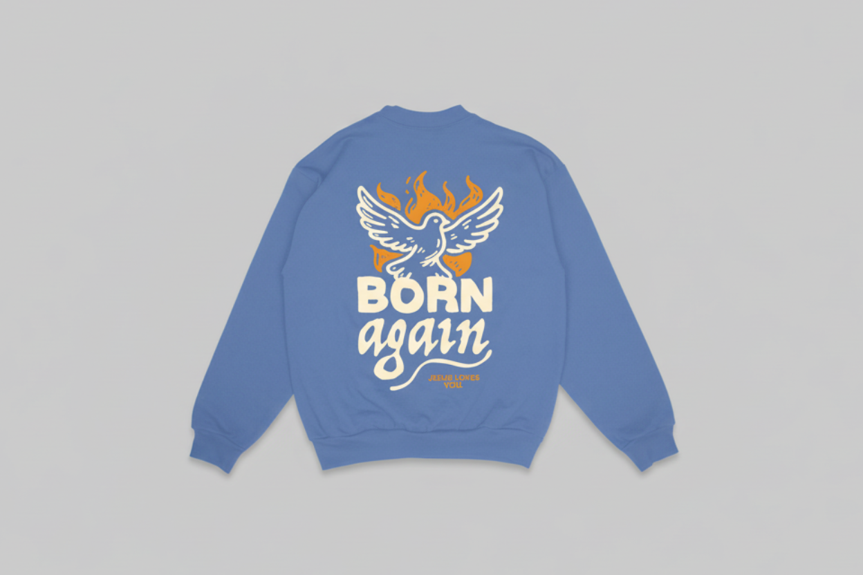 "Born Again" Dove Crewneck || University Blue