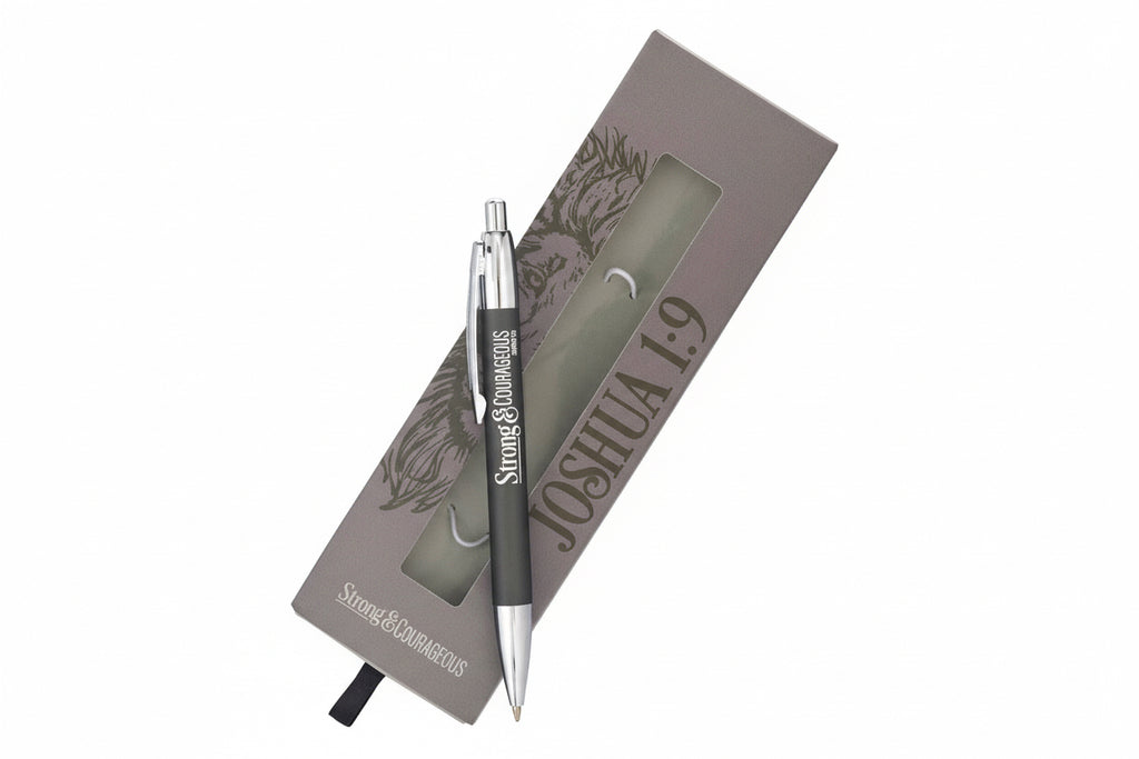 Pen in Gift Box || Gray || Joshua 1:9