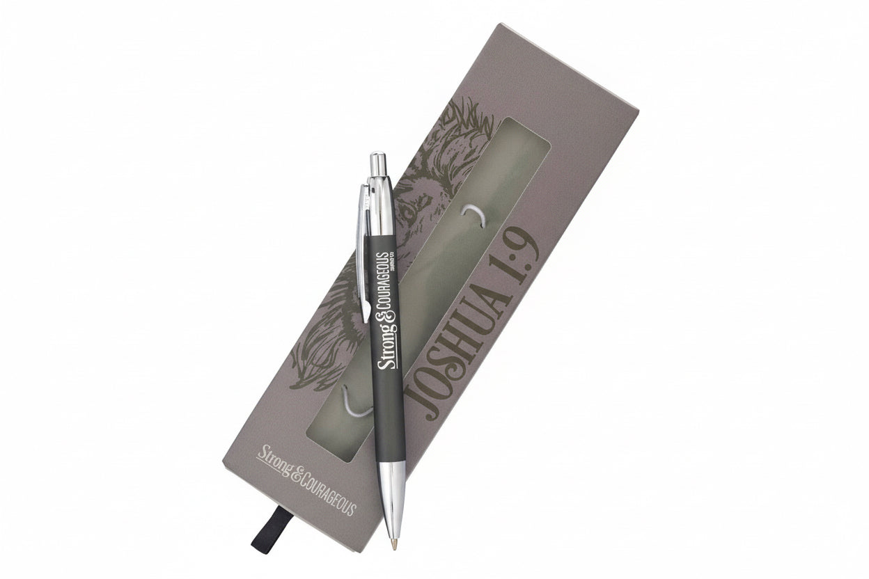 Pen in Gift Box || Gray || Joshua 1:9