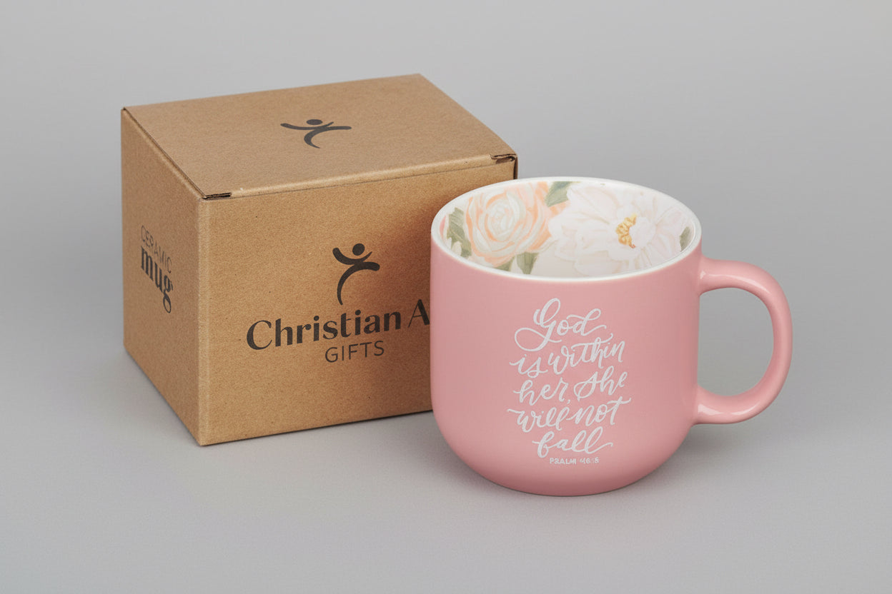 Pink Mug || God is Within Her || Ps. 46:5