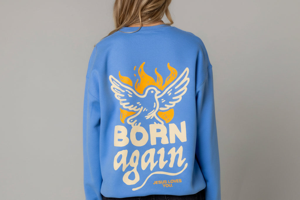 "Born Again" Dove Crewneck || University Blue