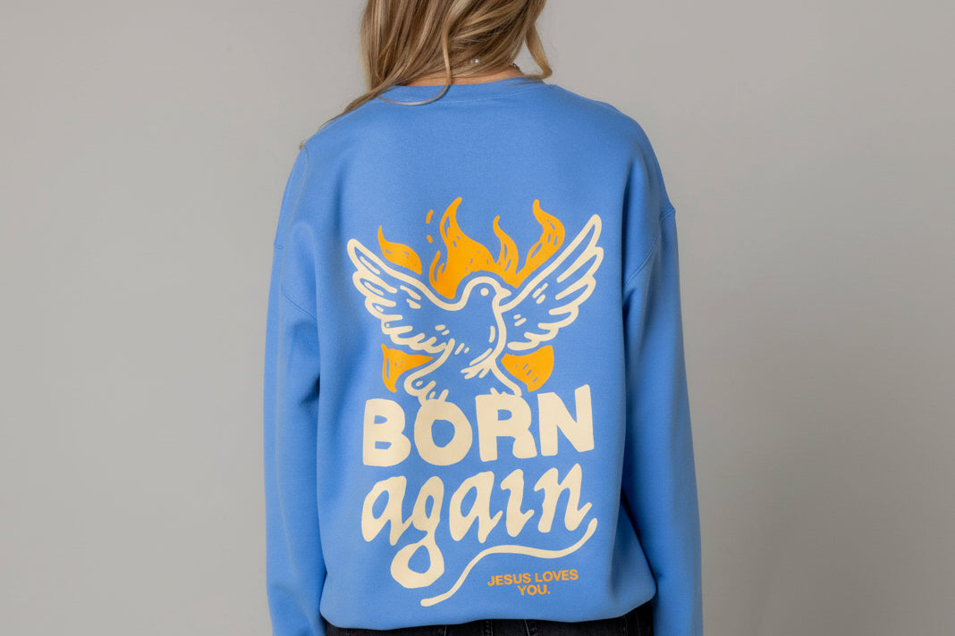 "Born Again" Dove Crewneck || University Blue