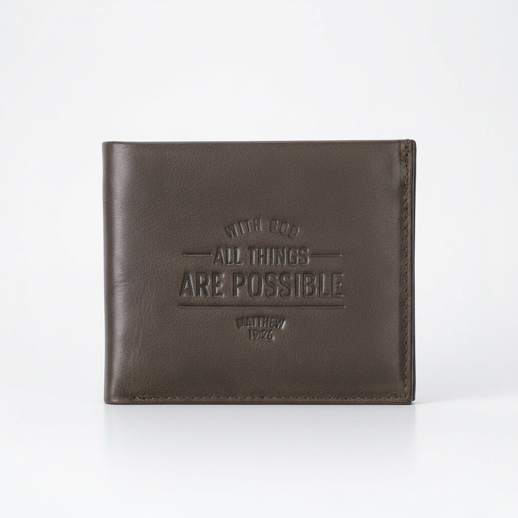 Leather Wallet || With God All Things are Possible || Matt. 19:26